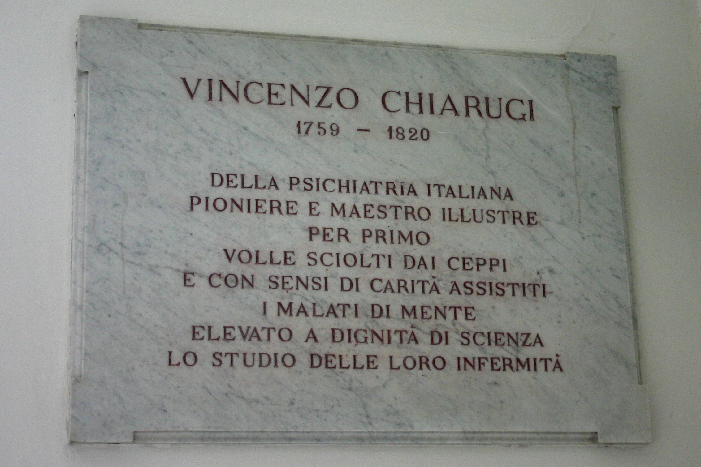 Vincenzo Chiarugi's memorial tablet, Ex Ospedale Psichiatrico San Niccolò, Siena, Italy (2).JPG